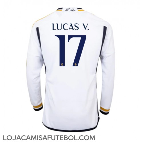 Camisa de Futebol Real Madrid Lucas Vazquez #17 Equipamento Principal 2023-24 Manga Comprida